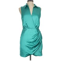 Do & Be Cocktail Dress - Wrap: Teal Solid Pattern Dresses - Used