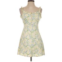 Zara Cocktail Dress: Yellow Floral Pattern Dresses - Used - Size X