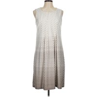 Perceptions Casual Dress - A-Line: Silver Polka Dots Pattern Dresses - Used