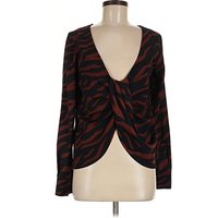 Bardot Long Sleeve Top Brown Plunge Neckline Tops - Used - Size