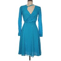 Boutique Moschino Casual Dress - Wrap: Teal Polka Dots Pattern Dresses - Used - Size