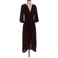 Zara Casual Dress - Wrap: Burgundy Polka Dots Pattern Dresses - Used
