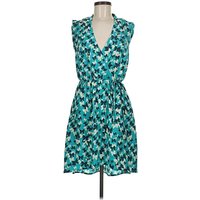 Bebop Casual Dress - Wrap: Teal Print Pattern Dresses - Used