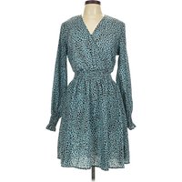 Prettygarden Casual Dress - Wrap: Teal Animal Print Pattern Dresses - Used