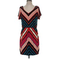 Trina Turk Casual Dress - Wrap: Burgundy Chevron/Herringbone Pattern Dresses - Used - Size