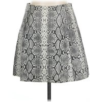 Veda Faux Leather Skirt: Silver Animal Print Pattern Bottoms