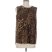 Lauren by Ralph Lauren Sleeveless Top Brown Animal Print Pattern High Neck Tops - Used