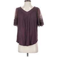 Grace & Lace Short Sleeve Top Purple Sweetheart Neckline Tops - Used