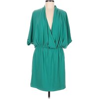 Trina Turk Casual Dress - Wrap: Teal Solid Pattern Dresses - Used