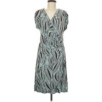 Tommy Bahama Cocktail Dress - Wrap: Teal Animal Print Pattern Dresses - Used