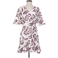 Rebecca Taylor Cocktail Dress - Wrap: Burgundy Print Pattern Dresses - Used - Size