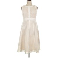 Katherine Kelly Collection Casual Dress - A-Line: Ivory Chevron/Herringbone Pattern Dresses - Used - Size