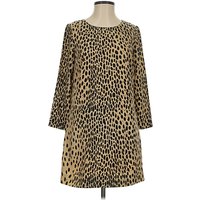 J.Crew Factory Store Casual Dress - Shift: Gold Animal Print Pattern Dresses - Used - Size