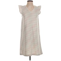Ann Taylor LOFT Casual Dress - Shift: Silver Chevron/Herringbone Pattern Dresses - Used - Size Small Petite