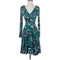 Yumi Kim Cocktail Dress - Wrap: Teal Print Pattern Dresses - Used