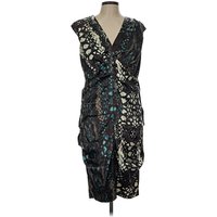 Signature Cocktail Dress - Wrap: Teal Paisley Pattern Dresses - Used - Size