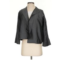 Eileen Fisher Silk Blazer Jacket: Gray Jackets & Outerwear - Size Small Petite