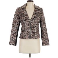 White House Black Market Blazer Jacket: Brown Tweed Pattern Jackets & Outerwear - Size 6 Petite