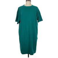 Uniqlo U Casual Dress - Shift: Teal Solid Pattern Dresses - Used