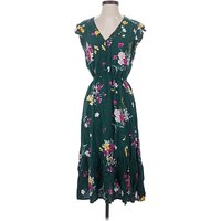 Old Navy Casual Dress - Wrap: Green Floral Pattern Dresses - Used