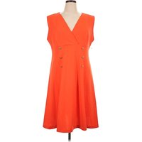 Calvin Klein Casual Dress - A-Line: Orange Solid Pattern Dresses - Used - Size