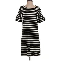 J.Crew Factory Store Casual Dress - Shift: Black Stripes Pattern Dresses - Used - Size X