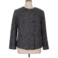 Lafayette 148 New York Wool Blazer Jacket: Gray Tweed Pattern Jackets & Outerwear - Size