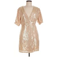Endless Rose Cocktail Dress: Gold Metallic Pattern Dresses - New