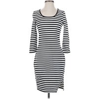 Express Casual Dress - Bodycon: White Stripes Pattern Dresses - Used