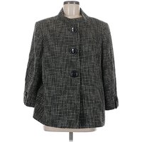 Tahari by ASL Coat: Gray Houndstooth Pattern Jackets & Outerwear