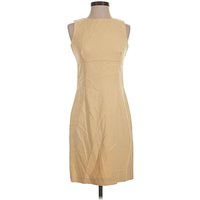 Ann Taylor Cocktail Dress - Sheath: Tan Solid Pattern Dresses - Used - Size