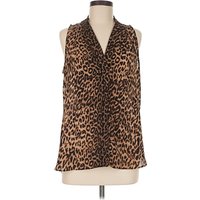 Vince Camuto Sleeveless Blouse: Brown Animal Print Pattern Tops