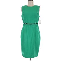 Calvin Klein Cocktail Dress - Sheath: Green Solid Pattern Dresses - Used - Size