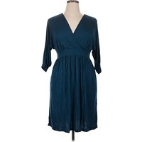 Maitai Casual Dress - Wrap: Teal Solid Pattern Dresses - Used - Size 1X