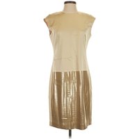 W by Worth Cocktail Dress - Shift: Gold Metallic Pattern Dresses - Used - Size
