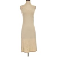 Casual Dress - Slip dress: Tan Solid Pattern Dresses - Used - Size X