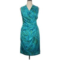 Lauren by Ralph Lauren Cocktail Dress - Wrap: Teal Paisley Pattern Dresses - Used - Size