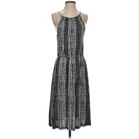 Ann Taylor LOFT Casual Dress - A-Line: Silver Stripes Pattern Dresses - Used