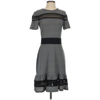 MICHAEL Michael Kors Casual Dress - DropWaist: Gray Houndstooth Pattern Dresses - Used