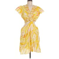 Hale Bob Cocktail Dress - Wrap: Yellow Print Pattern Dresses - Used