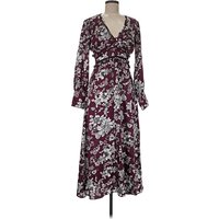 Bardot Cocktail Dress - Wrap: Burgundy Paisley Pattern Dresses - Used - Size