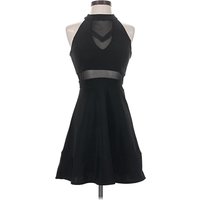 Emerald Sundae Cocktail Dress - A-Line: Black Solid Pattern Dresses - Used