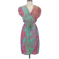 Presley Skye Cocktail Dress - Wrap: Teal Paisley Pattern Dresses - Used - Size X