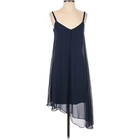 White House Black Market Casual Dress - Slip dress: Blue Solid Pattern Dresses - Used - Size