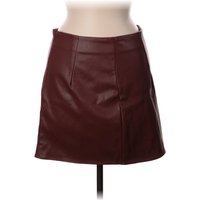 Tinseltown Faux Leather Skirt: Burgundy Solid Pattern Bottoms