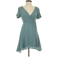 Miami Casual Dress - Wrap: Teal Paisley Pattern Dresses - Used - Size X