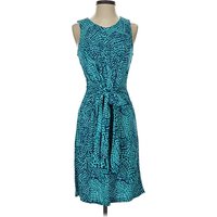 Banana Republic Cocktail Dress - Wrap: Teal Animal Print Pattern Dresses - Used - Size
