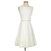 French Connection Cocktail Dress - A-Line: Ivory Solid Pattern Dresses - Used - Size