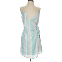 Aura Cocktail Dress - Wrap: Teal Stripes Pattern Dresses - Used