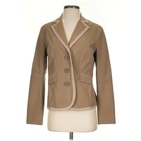 Blazer Jacket: Tan Solid Pattern Jackets & Outerwear - Size P